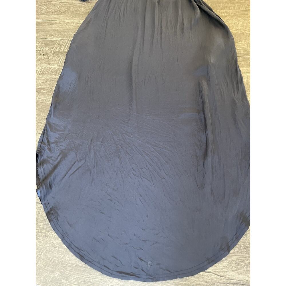 Go By Go Silk Washable Silk Maxi Dress Fabric Buttons Pockets Navy Blue, Size S - Picture 8 of 12